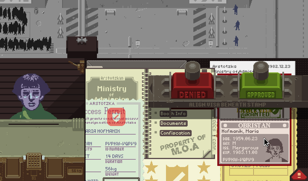 《请出示文件》（Papers Please）游戏截图