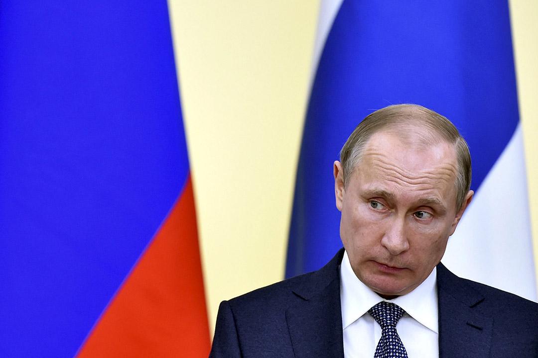 2016年3月22日，俄羅斯莫斯科，總統普京在記者會上發言。攝：Kirill Kudryavtsev/REUTERS