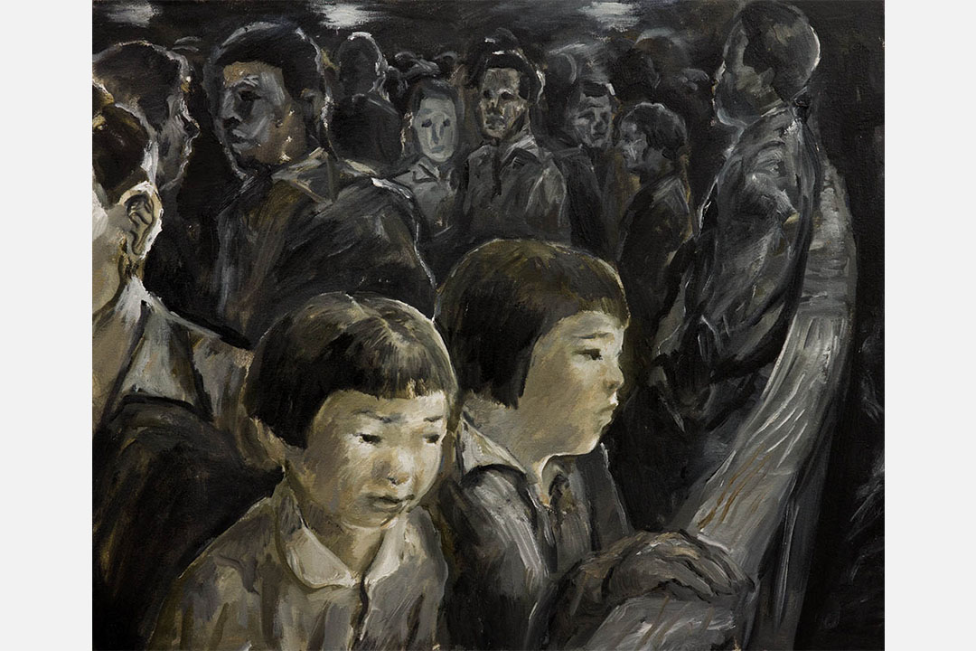 日本畫家太久保薰為紀錄片《海的彼端》繪製的情境示意圖。
