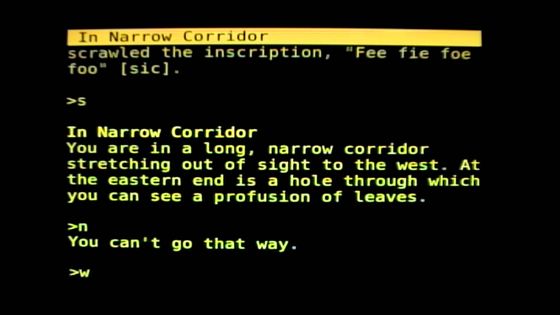 《巨洞冒險》(Colossal Cave Adventure)遊戲截圖