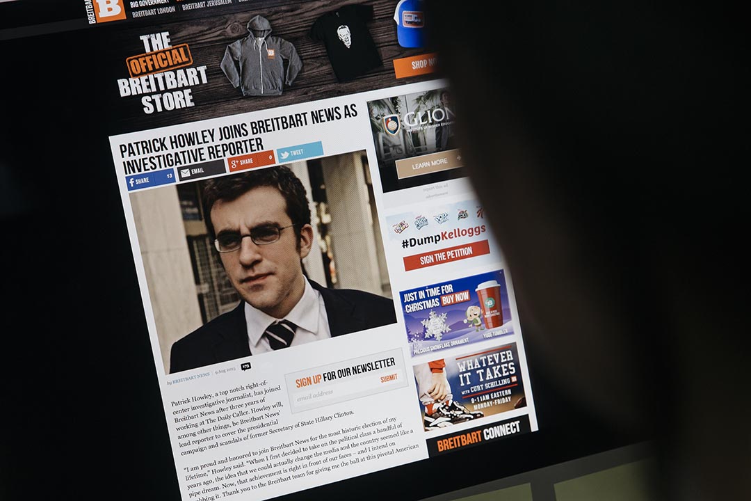 Breitbart新聞網介紹記者豪利(Patrick Howley)加入的報導。
