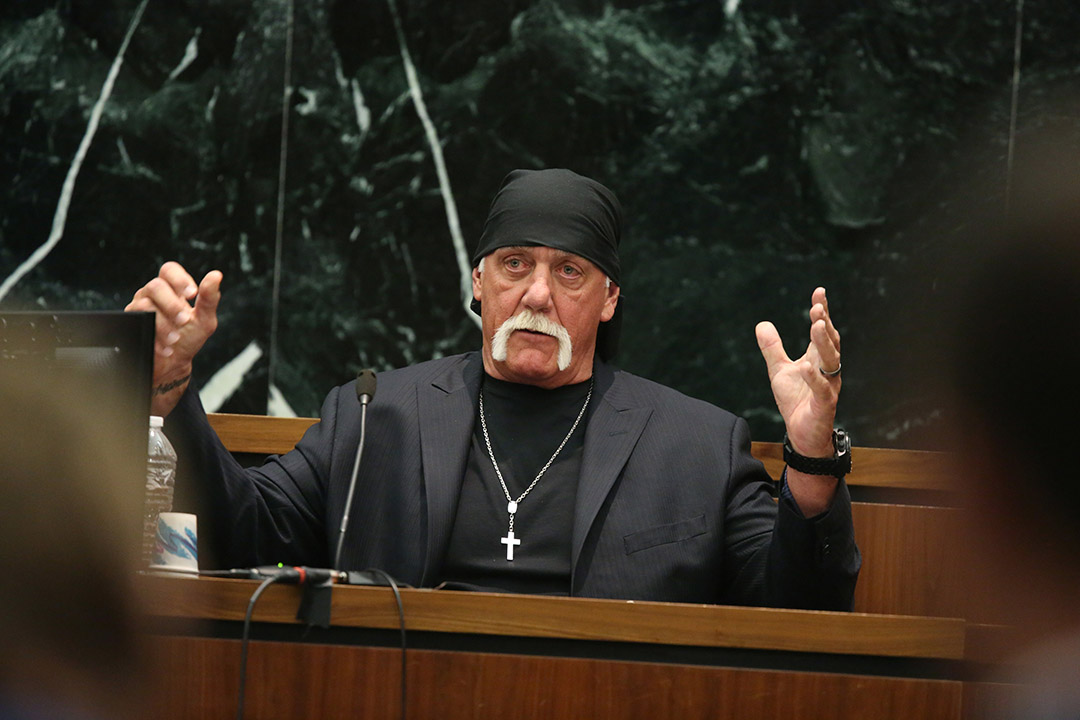 「高客传媒」,2012年曝光摔角手Hulk Hogan的性爱视频,被告上法庭。图为Hulk Hogan。