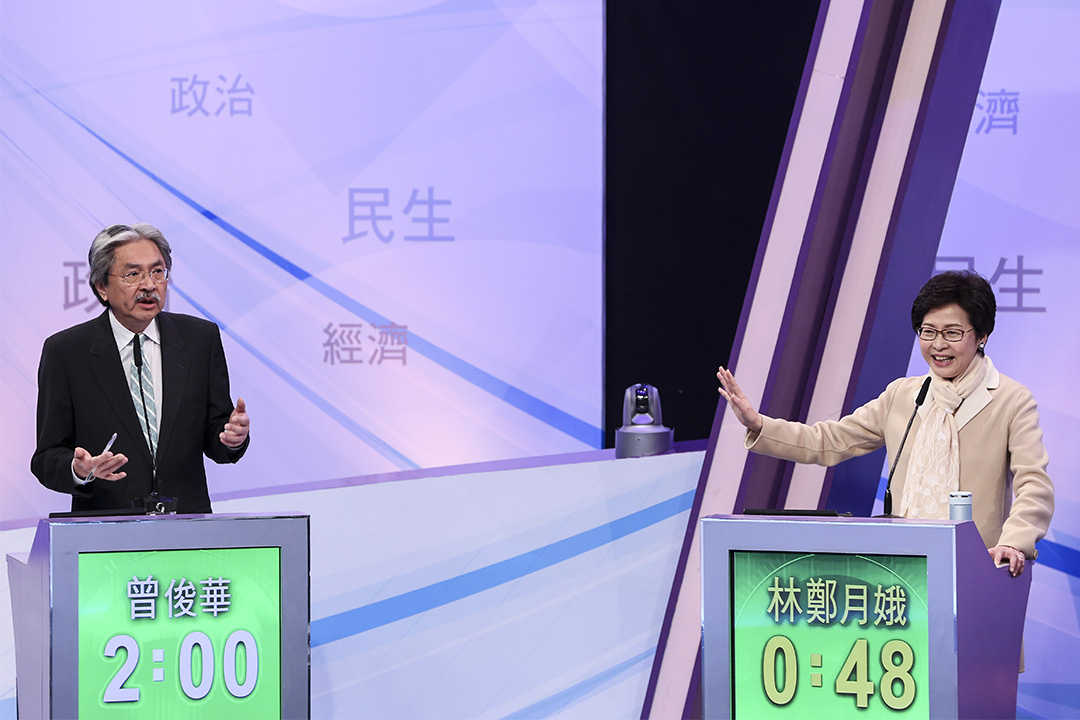 辩论中林郑更倾向引用自己过往的工作和具体例子,而曾俊华更倾向于用抽象的概念。
