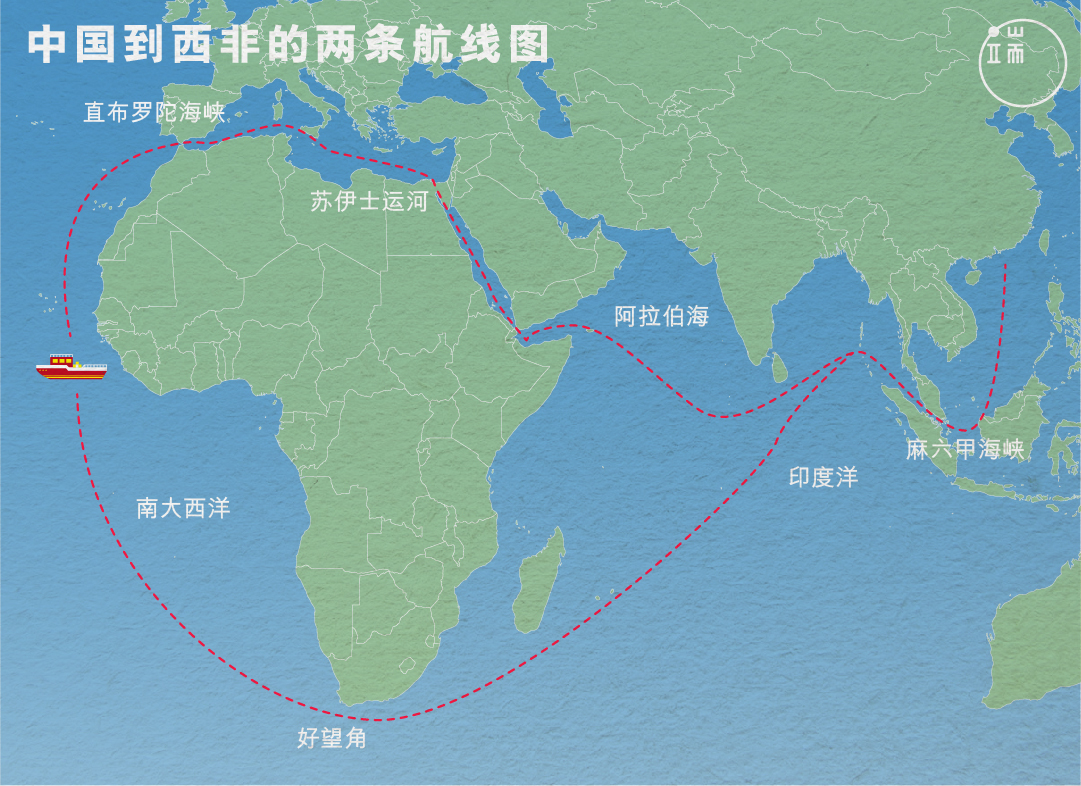 从中国到西非,可以选择两条航道。对于随着公司来到此地的中国船长、渔工而言,离家无非是为了讨生活,但中国渔船数量在三十年内暴增了35.6倍,却让当地居民很“有感”