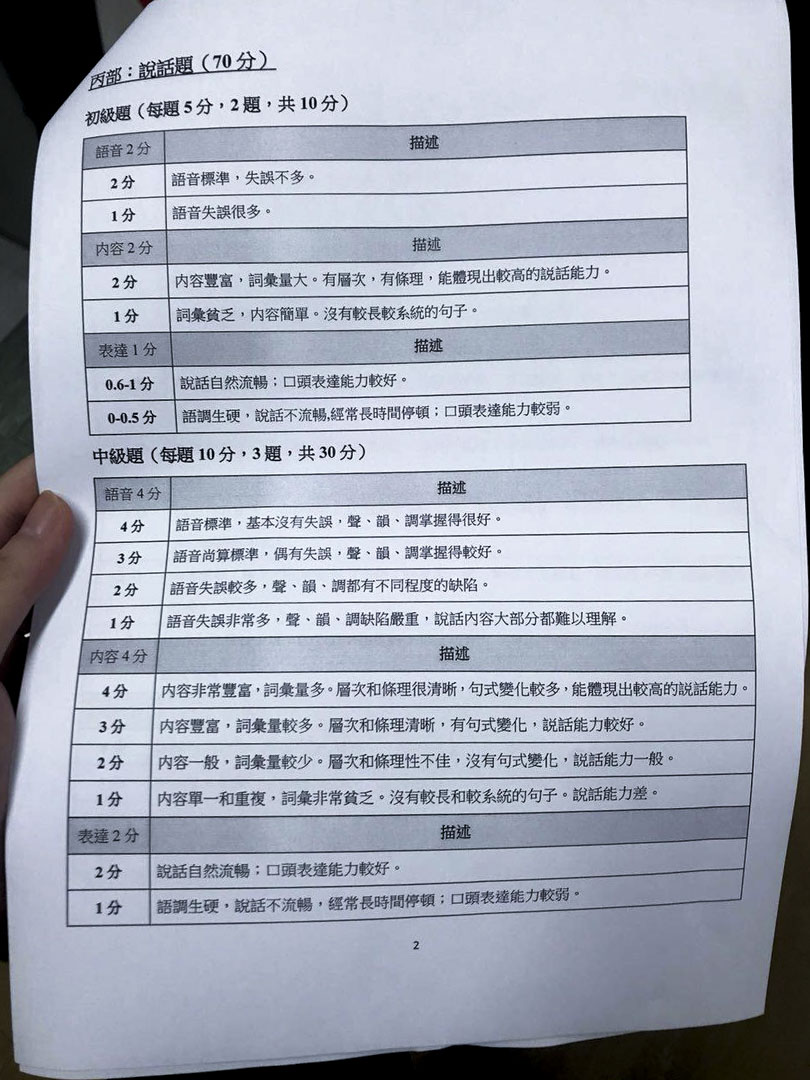 浸大學生會會長劉子頎向《端傳媒》提供1月17日從副校長周偉立手中獲得的評分準則相片。