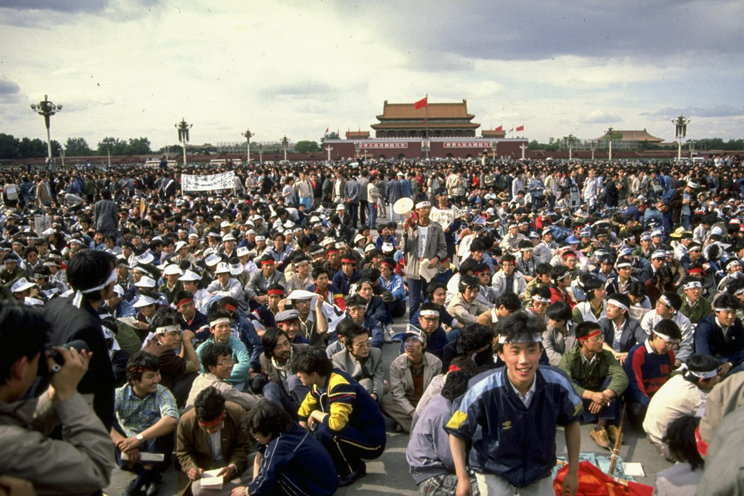 1989年5月14日,天安門學生運動。