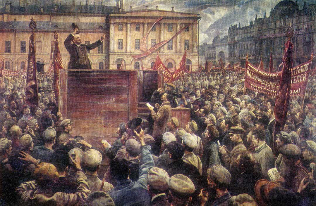 1920年5月5日，列寧在莫斯科參加五月集會的插圖。