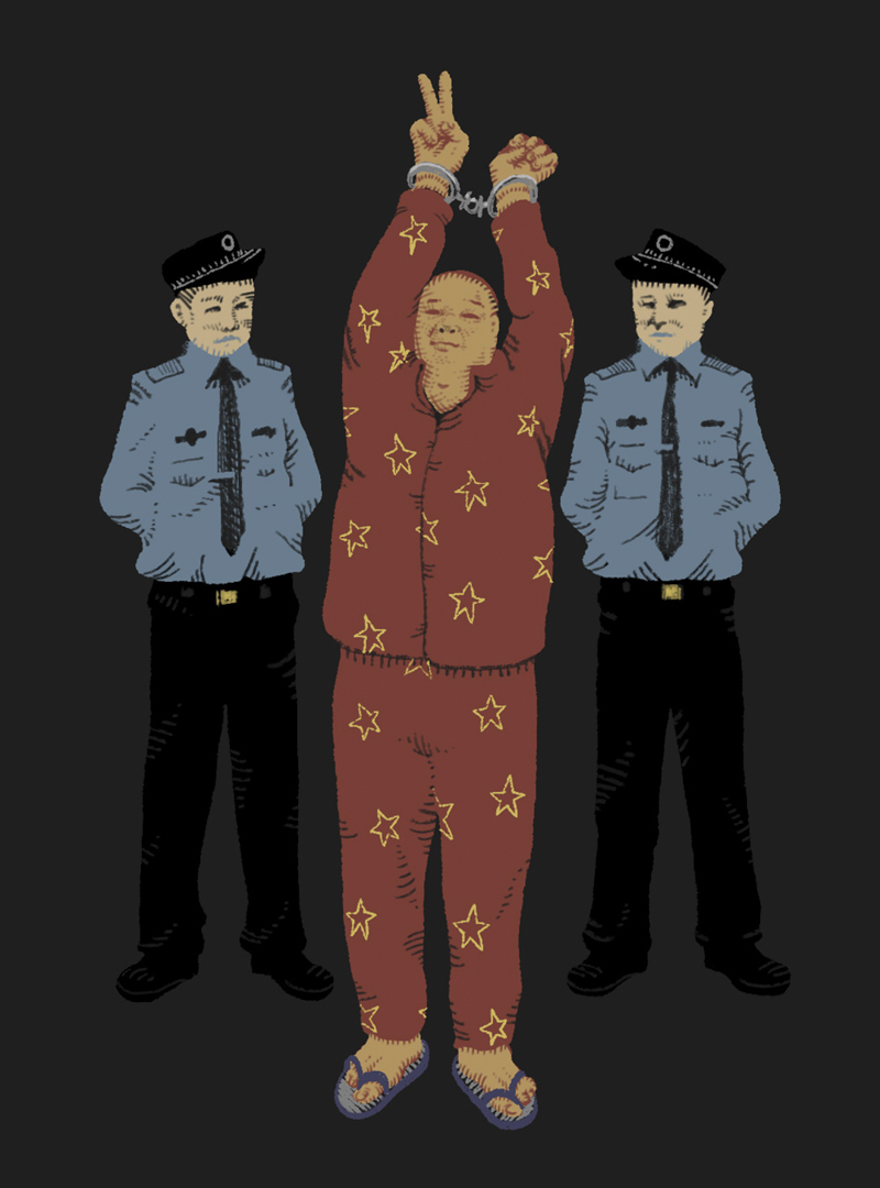 審訊當日，陳雲飛穿了一身灰白睡衣出席審訊，說是為了方便做「中國夢」，聽到刑期4年，還打出了一個勝利的手勢，理由是判刑太輕。