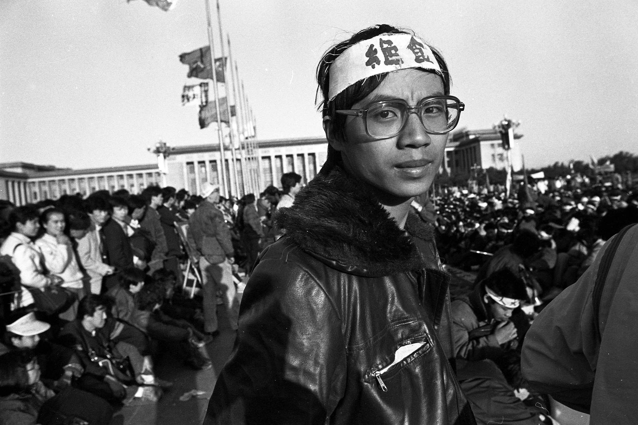 1989年5月14日,天安門廣場上的王丹。