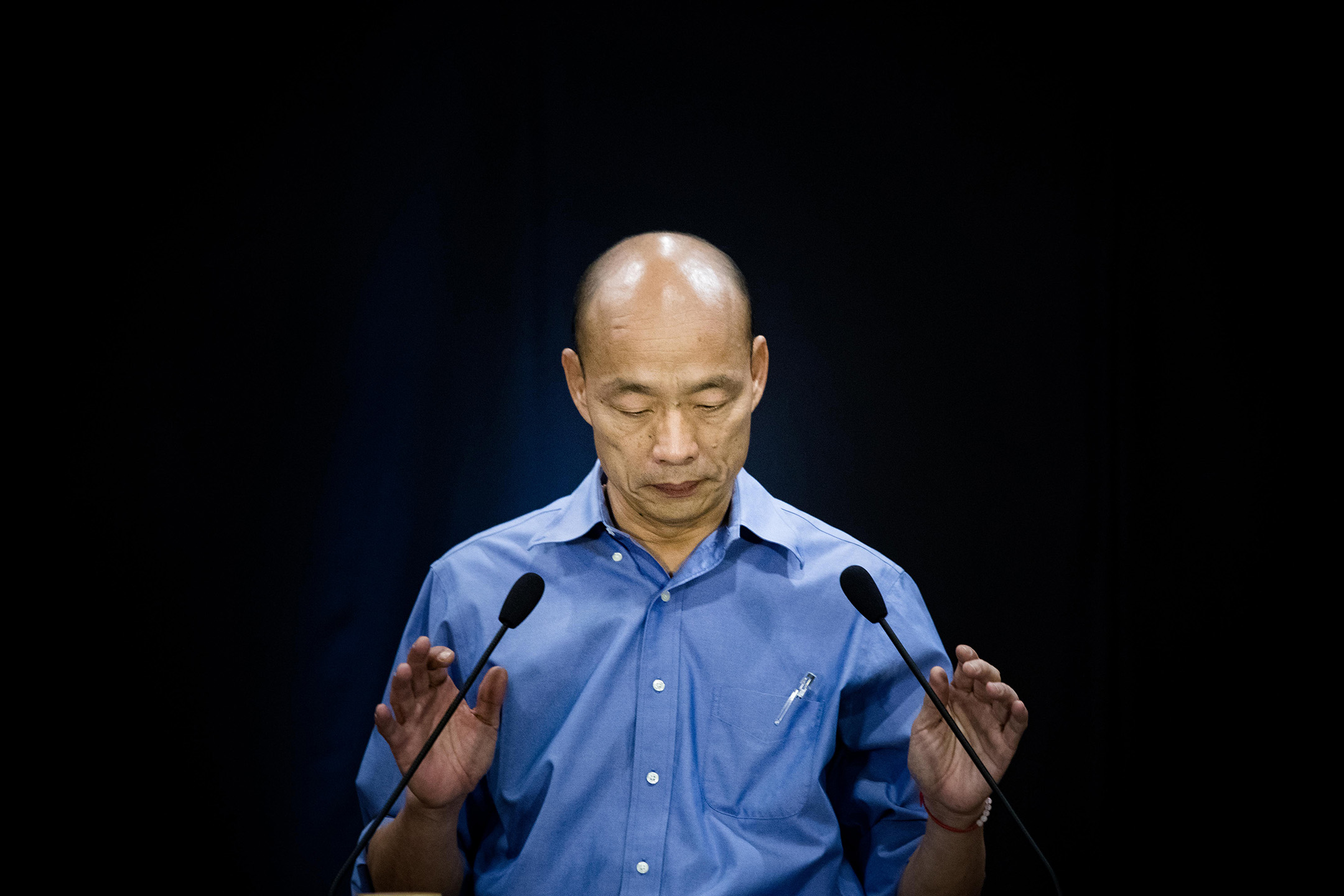 2019年6月25日,韩国瑜于高雄出席国民党总统初选“国政愿景电视发表会”。