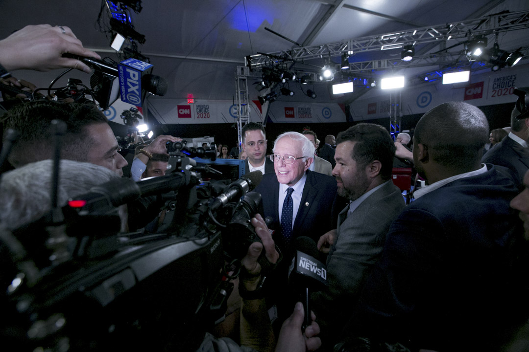参与民主党总统初选候选人,佛蒙特州参议员桑德斯(Bernie Sanders)。