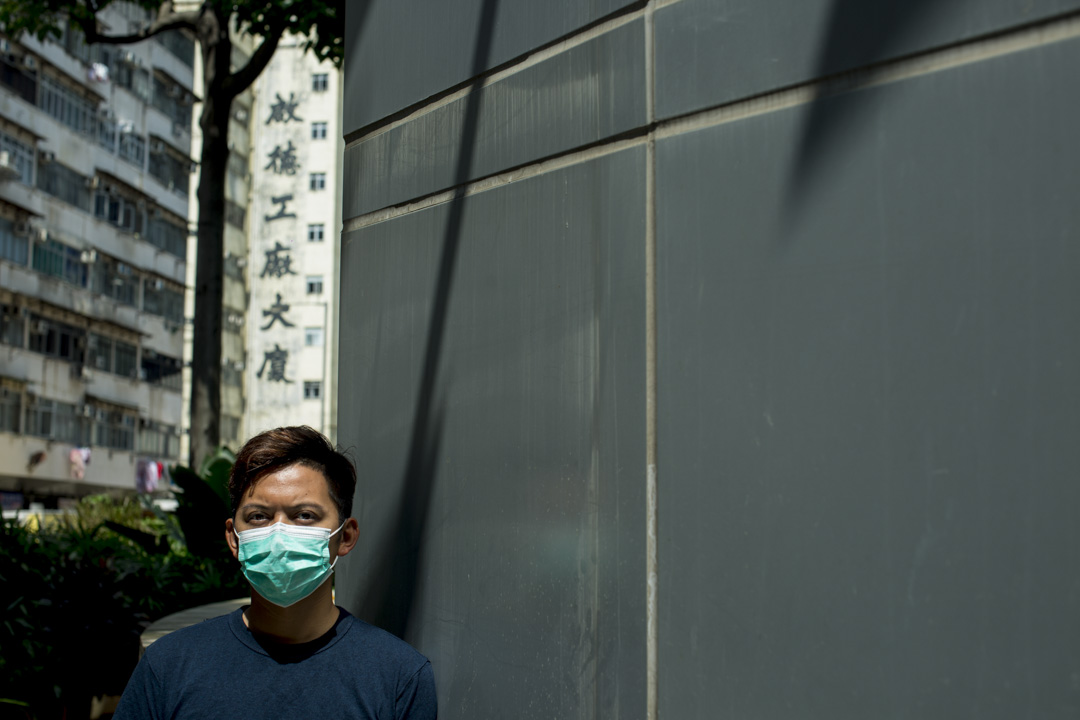被港龍航空解僱的空中服務員林哲岳。