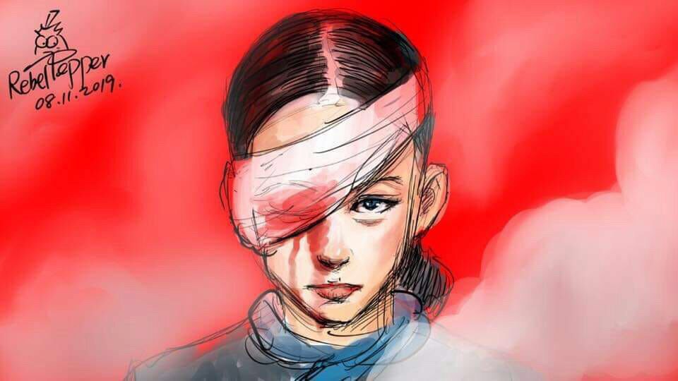 因一名女示威者在尖沙咀疑被警方打爆右眼，激發網民創作的插畫。