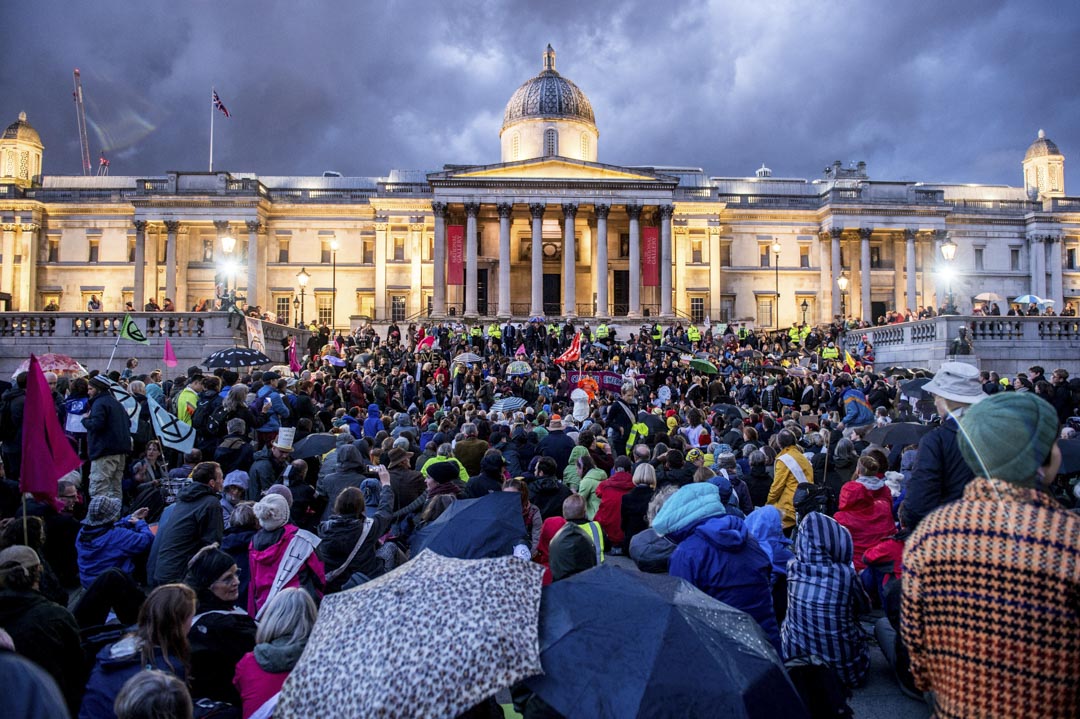 2019年10月17日,在特拉法加广场(Trafalgar Square)的反气候变化集会。