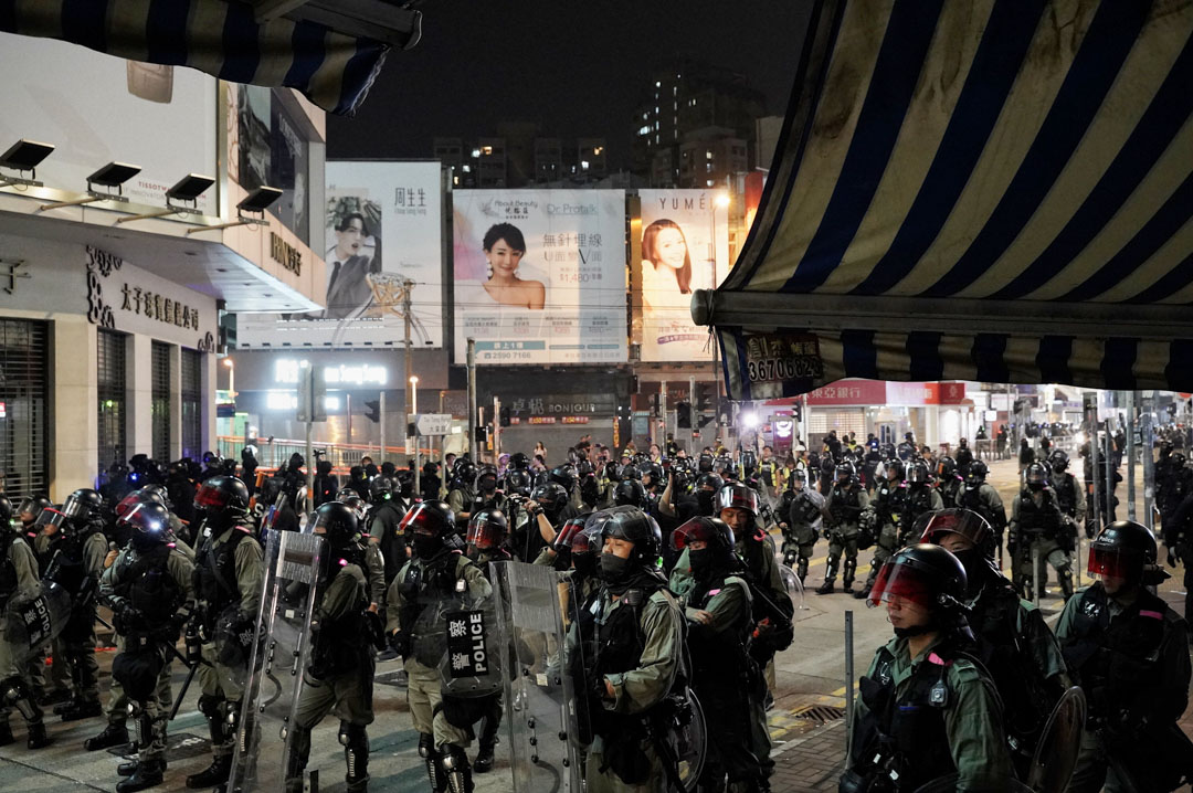 2019年10月26日,元朗大馬路防暴警察到場。