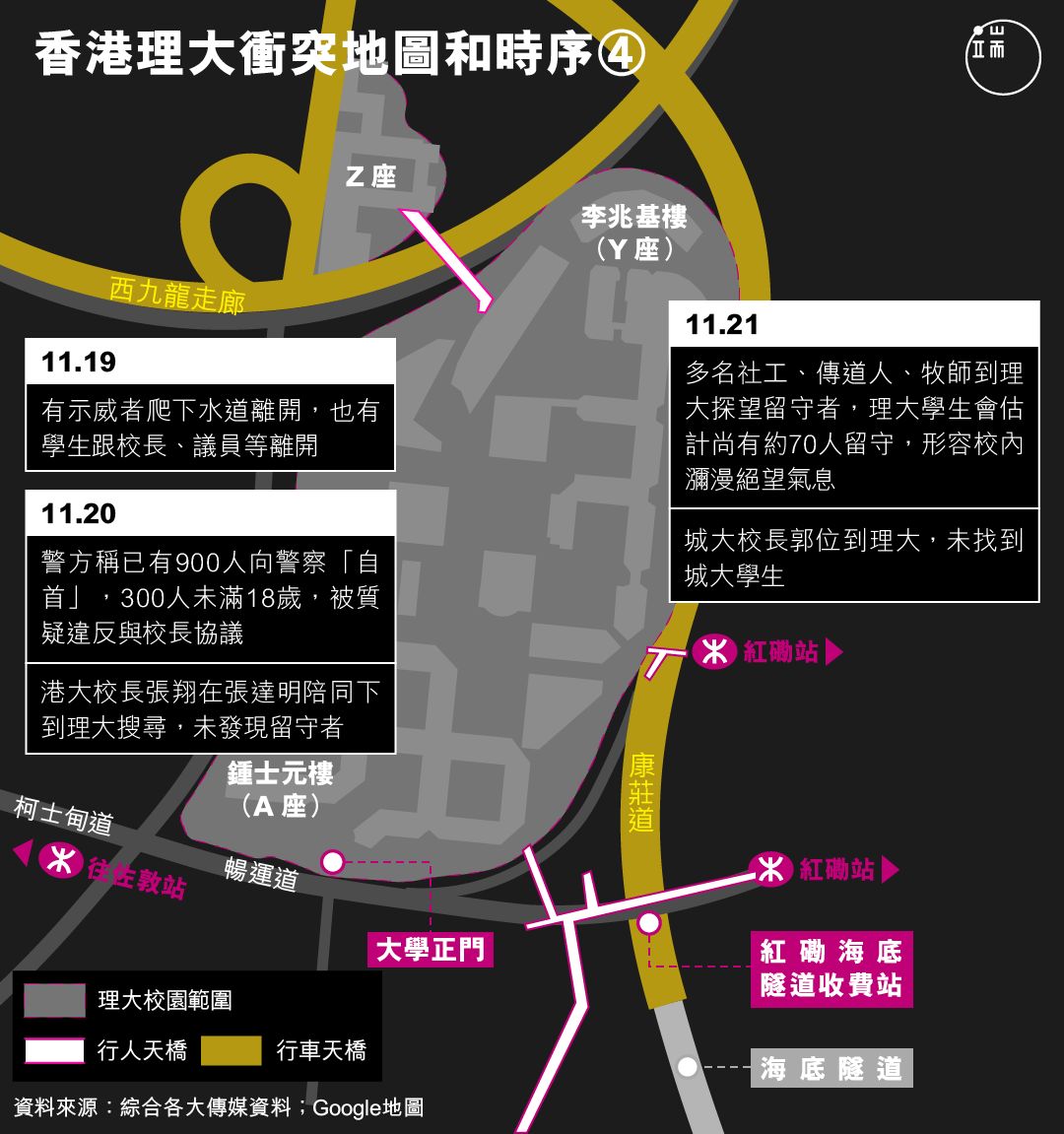香港理大衝突地圖和時序(4)