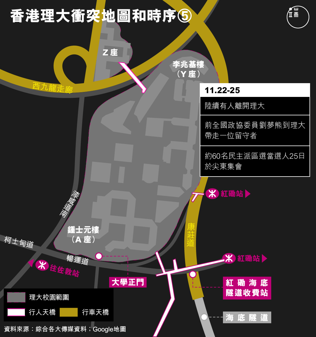香港理大衝突地圖和時序(5)