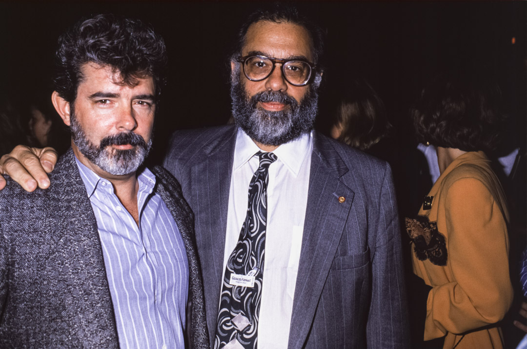 George Lucas 与Francis Ford Coppola ,摄于1988年。