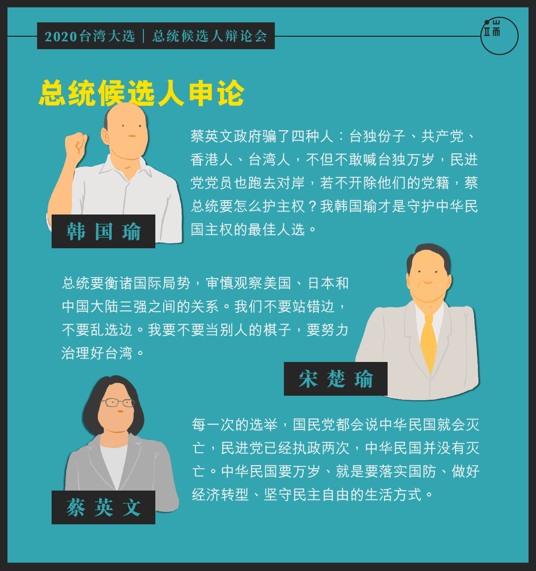 台湾总统大选电视辩论:候选人申论。