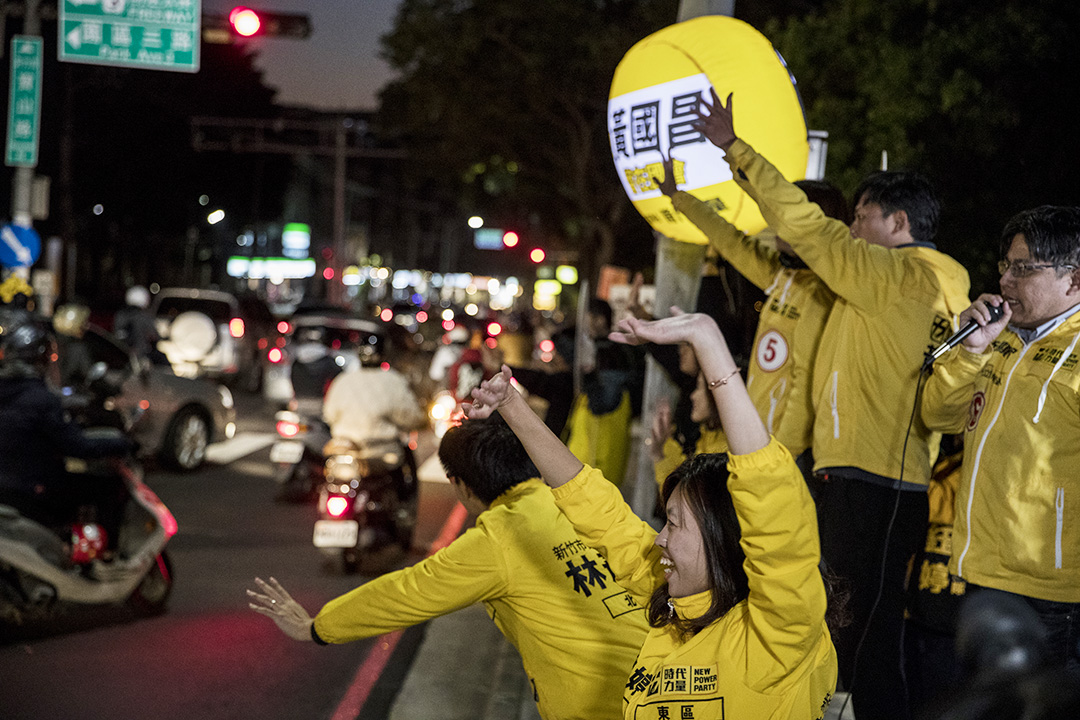 2020年1月8日,时代力量在新竹街口定点拜票。