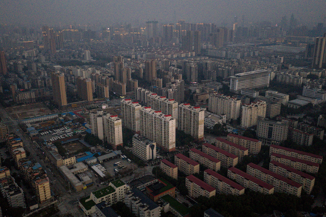 2020年2月3日,武汉市的鸟瞰图。