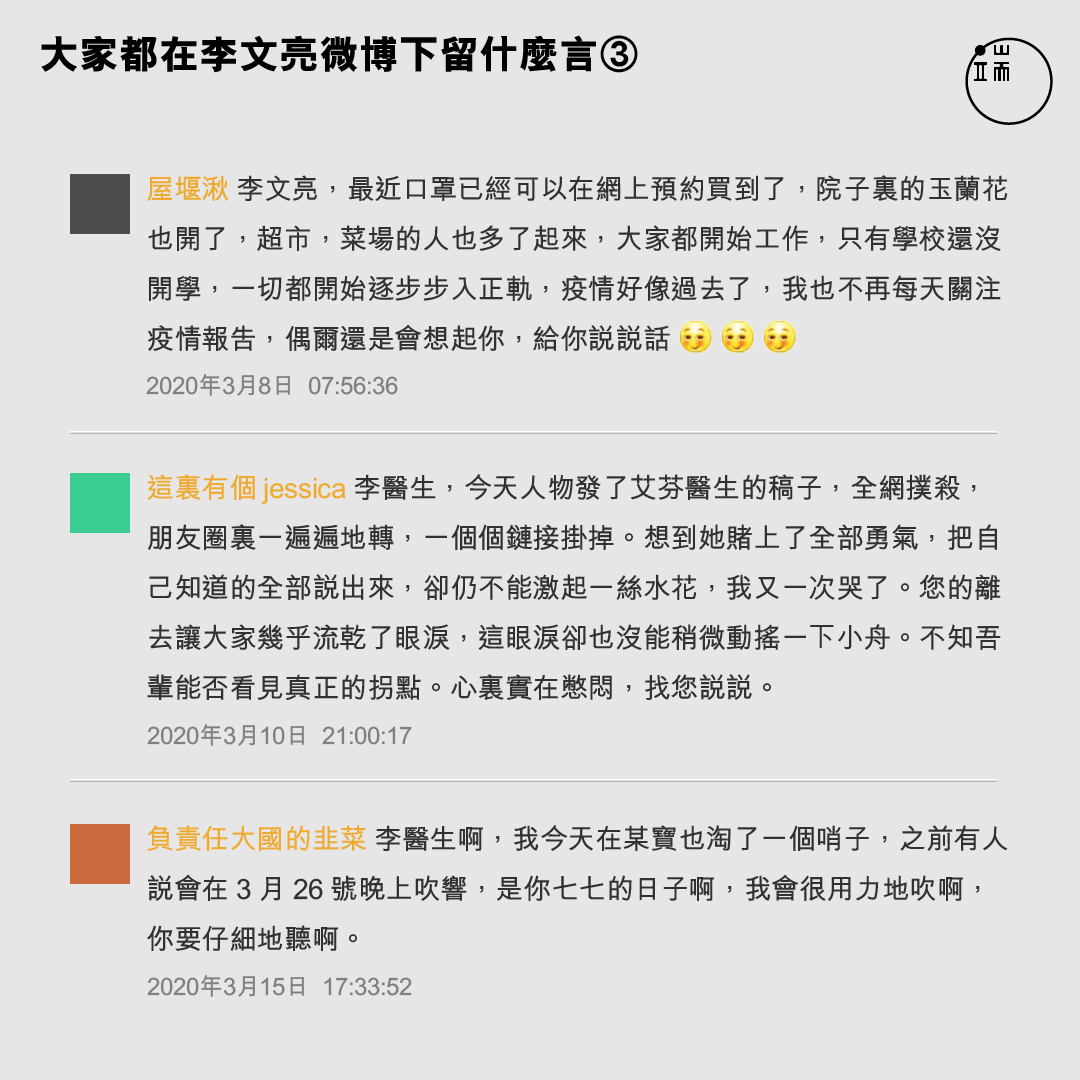 3月,大家都在李文亮微博下留什麼言