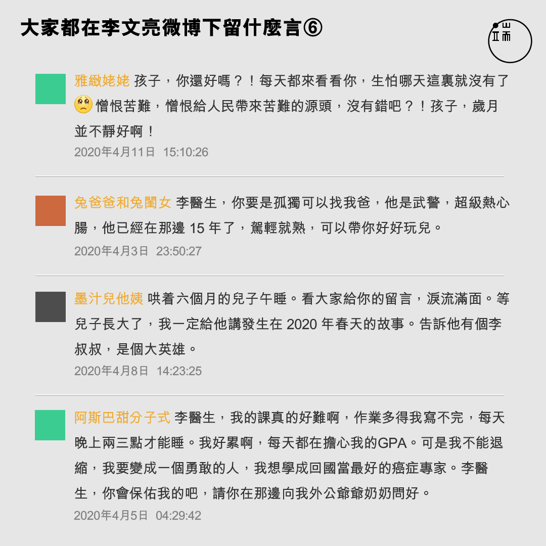 4月 ,大家都在李文亮微博下留什麼言
