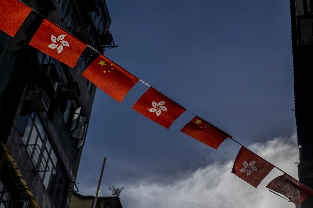 2020年6月30日,香港。「港區國安法」經全國人大常委表決通過,特首林鄭月娥隨後宣布,「港區國安法」會在這天稍後生效。