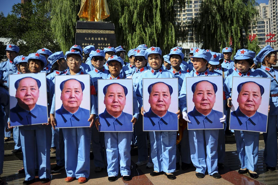 2019年9月9日哈爾濱,人們在紀念中國前領導人毛澤東逝世43週年。