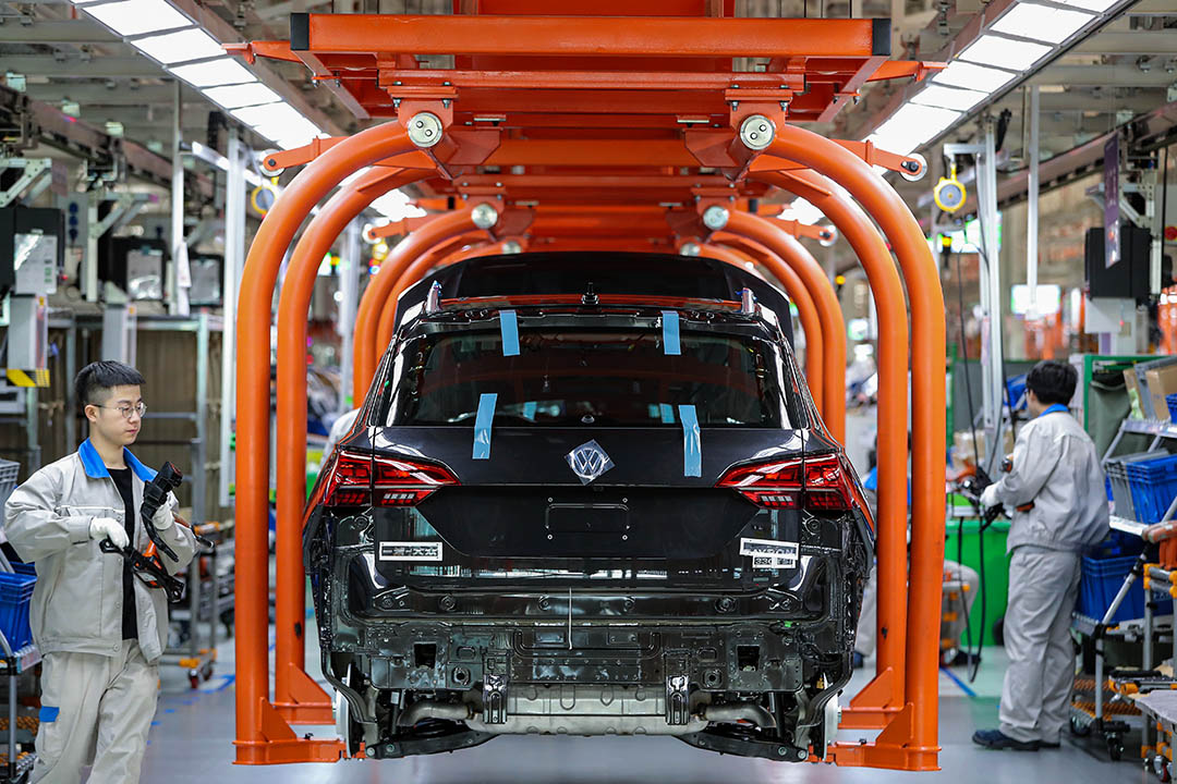 2019年12月5日天津,大眾汽車的製造廠生產線。
