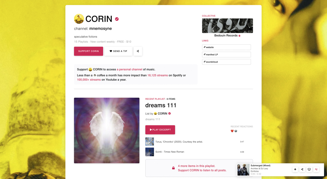 currents.fm是音乐人的独家平台,艺人定期分享独家内容和歌单。