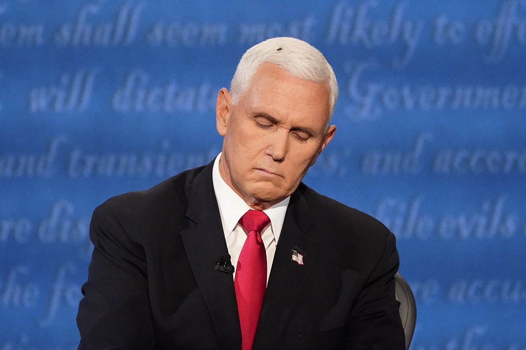 2020年10月7日,副总统迈克·彭斯(Mike Pence)在盐湖城犹他大学校园与民主党副总统候选人参议员哈里斯(Kamala Harris,D-Calif)的一场副总统辩论。