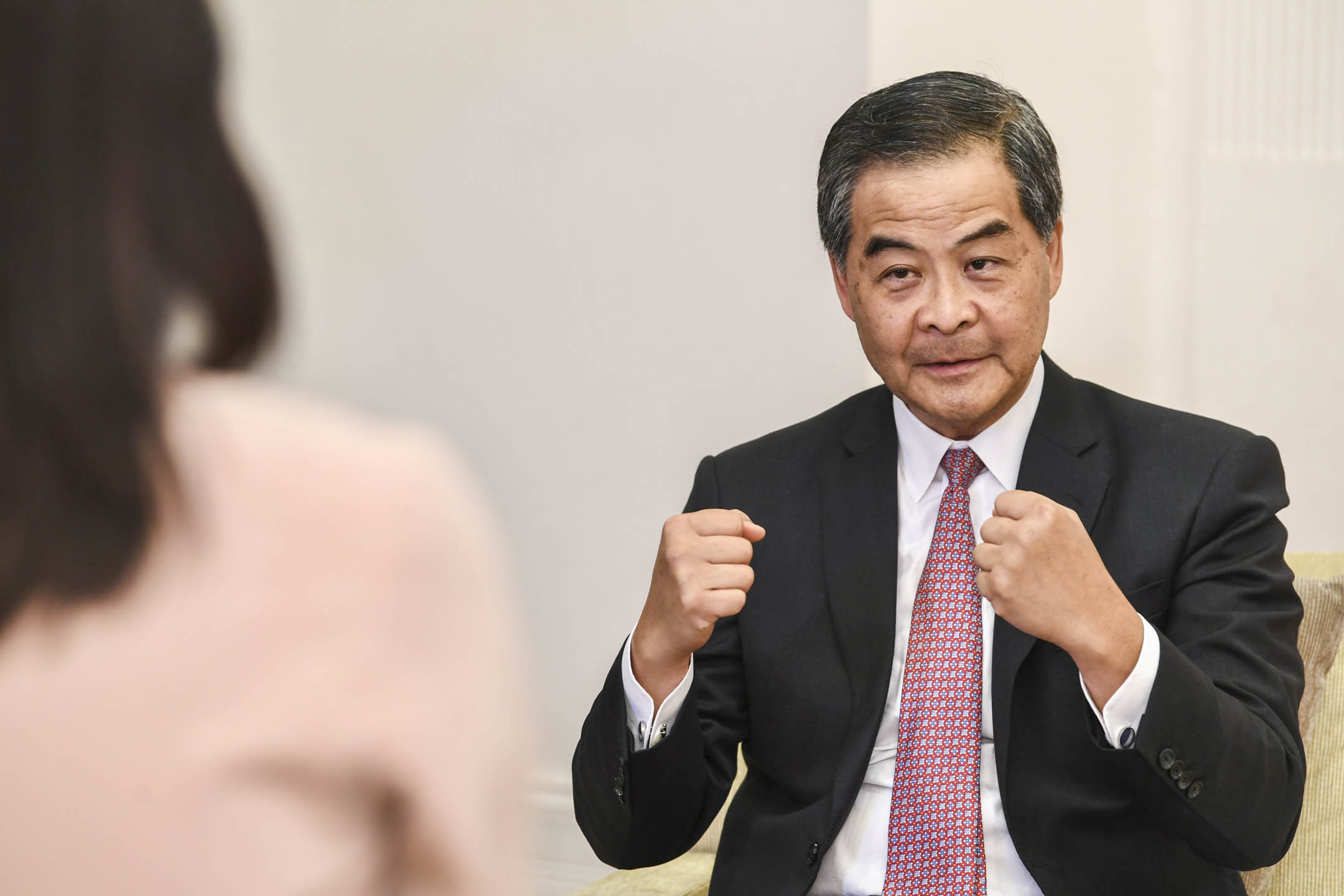 2020年10月14日,前特首、全国政协副主席梁振英在深圳特区成立40周年庆典后向媒体发表讲话。