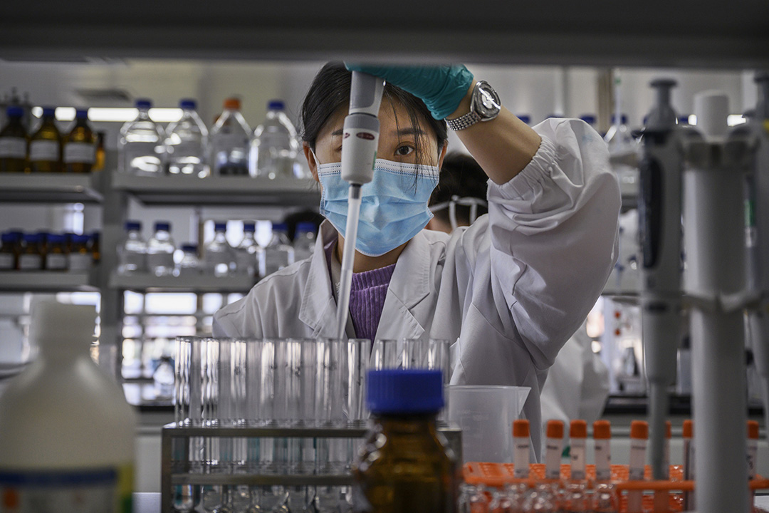2020年9月24日北京,一名技術員在科興生物的實驗室工作。