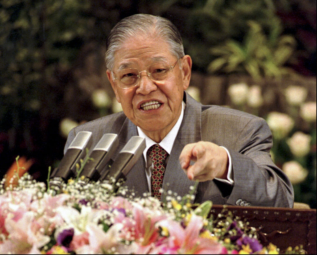 1997年5月15日,台灣總統李登輝在台北總統府舉行的新聞發布會上。