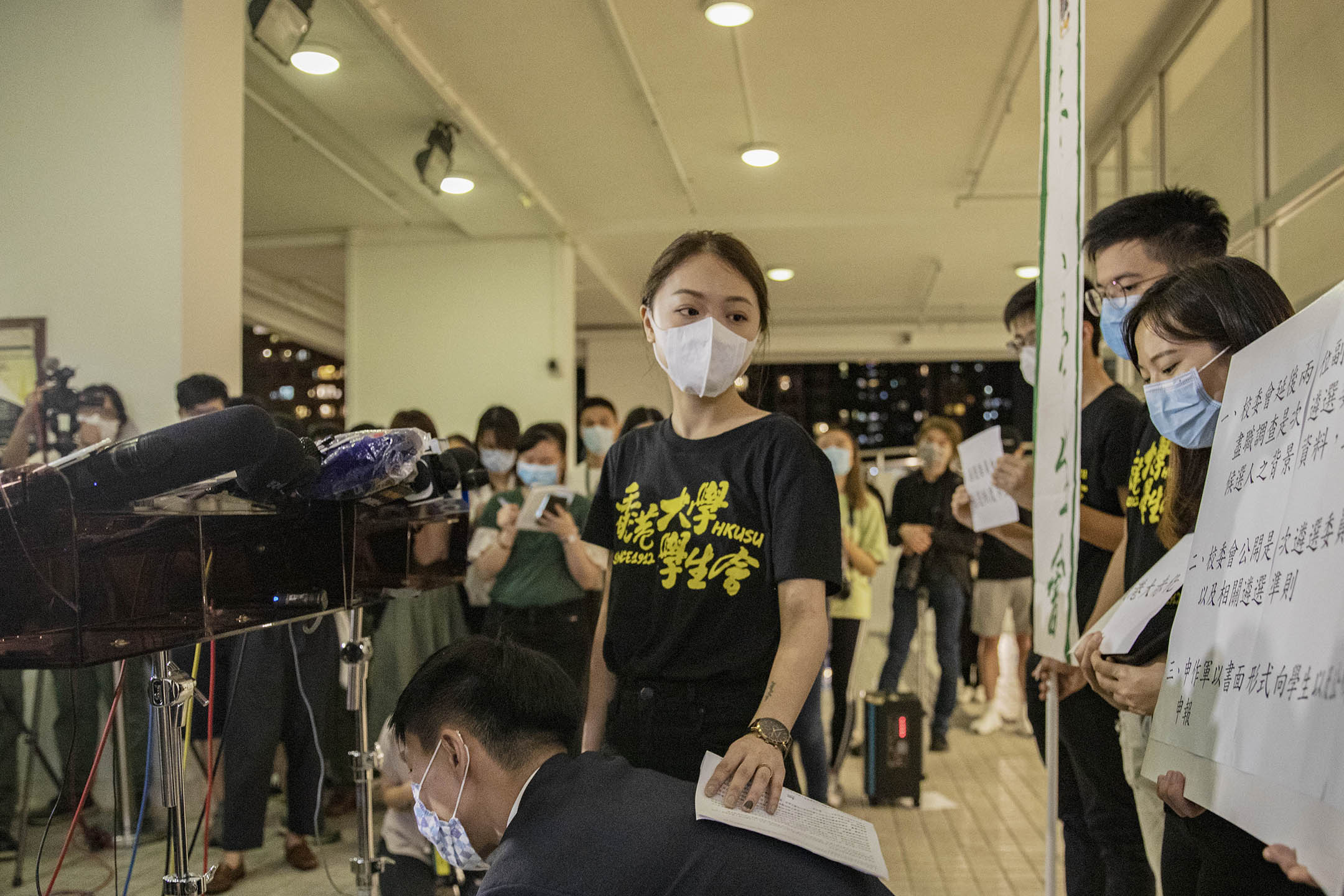 2020年10月27日,香港大學學生會抗議校委會任命新副校長,葉芷琳接受媒體訪問。