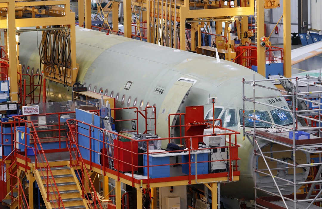 空中巴士A320型号客机在德国汉堡的厂房组装,当中用上宝尔捷制造的机械产品。