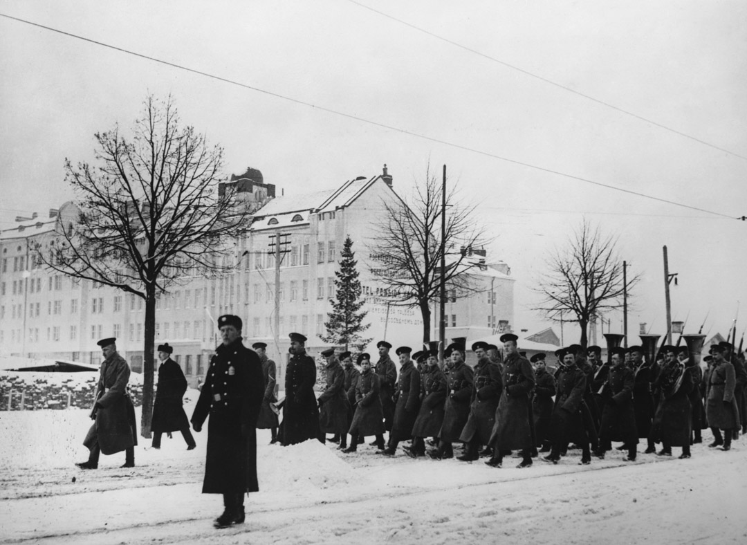 1939年,俄羅斯佔領芬蘭期間,軍隊穿過維堡。