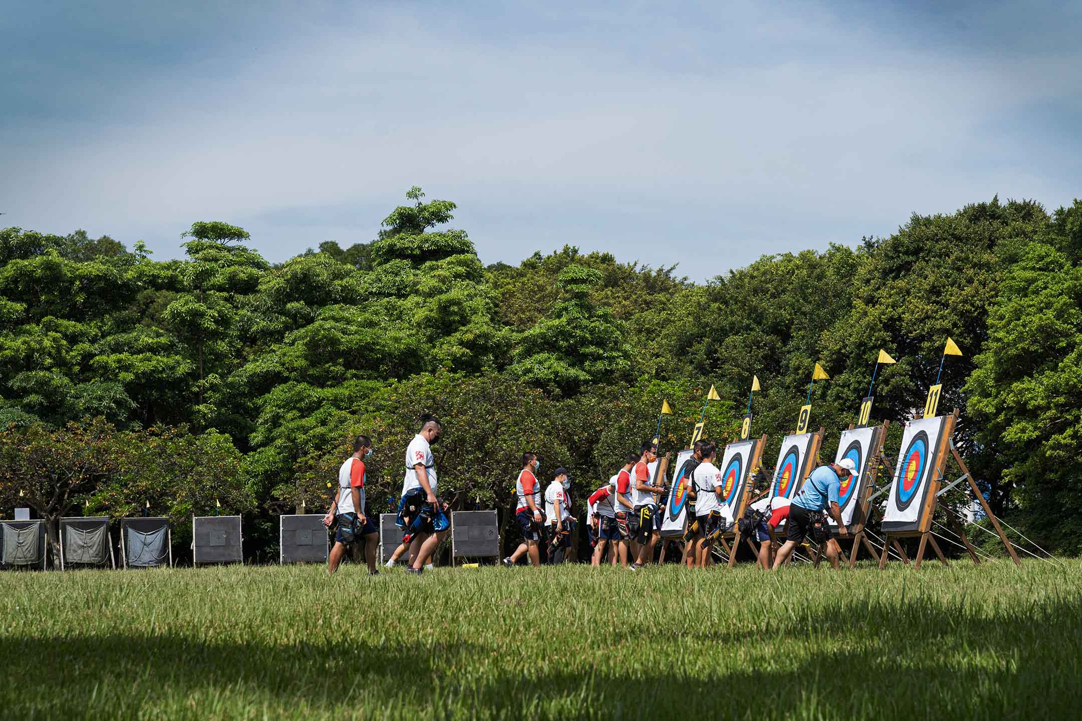 2021年8月11日台灣林口,全運會射箭選拔賽在國立體育大學中的射箭場舉行。