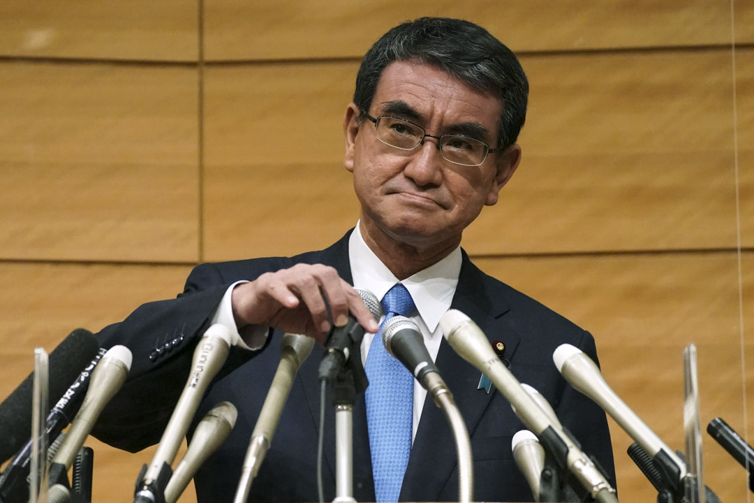 2021年9月10日,河野太郎出席自民党的新闻发布会。