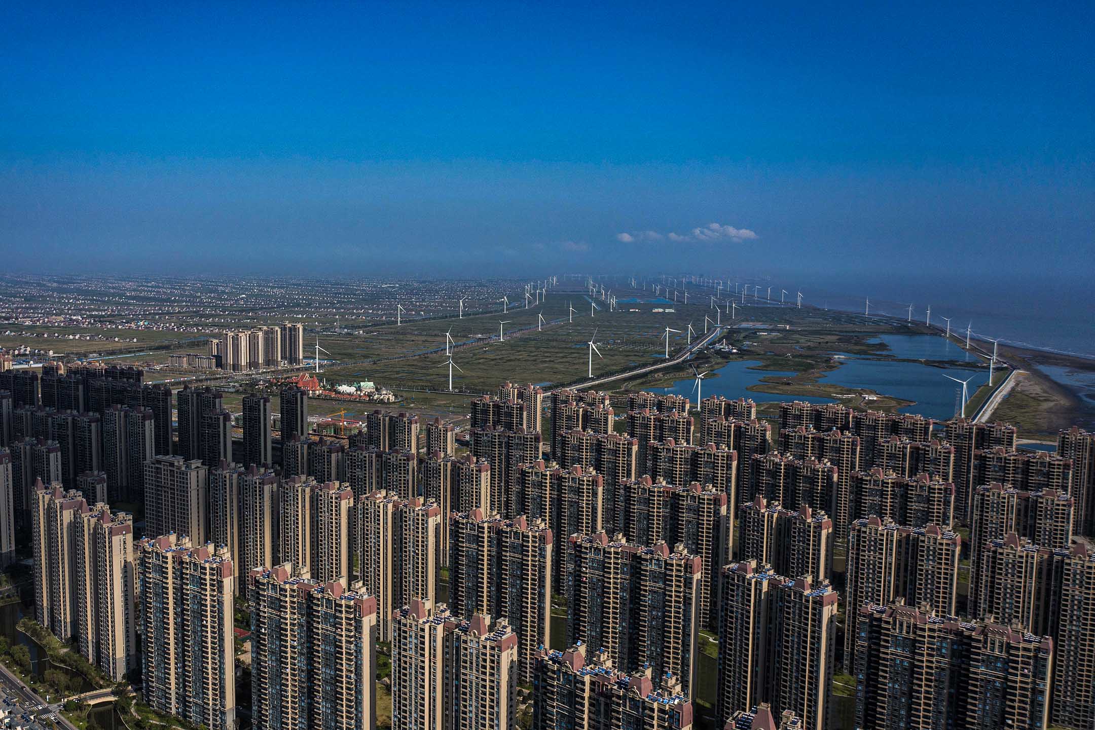 2021年9月21日中国江苏启东市,中国恒大集团旗下威尼斯房地产和旅游开发项目。