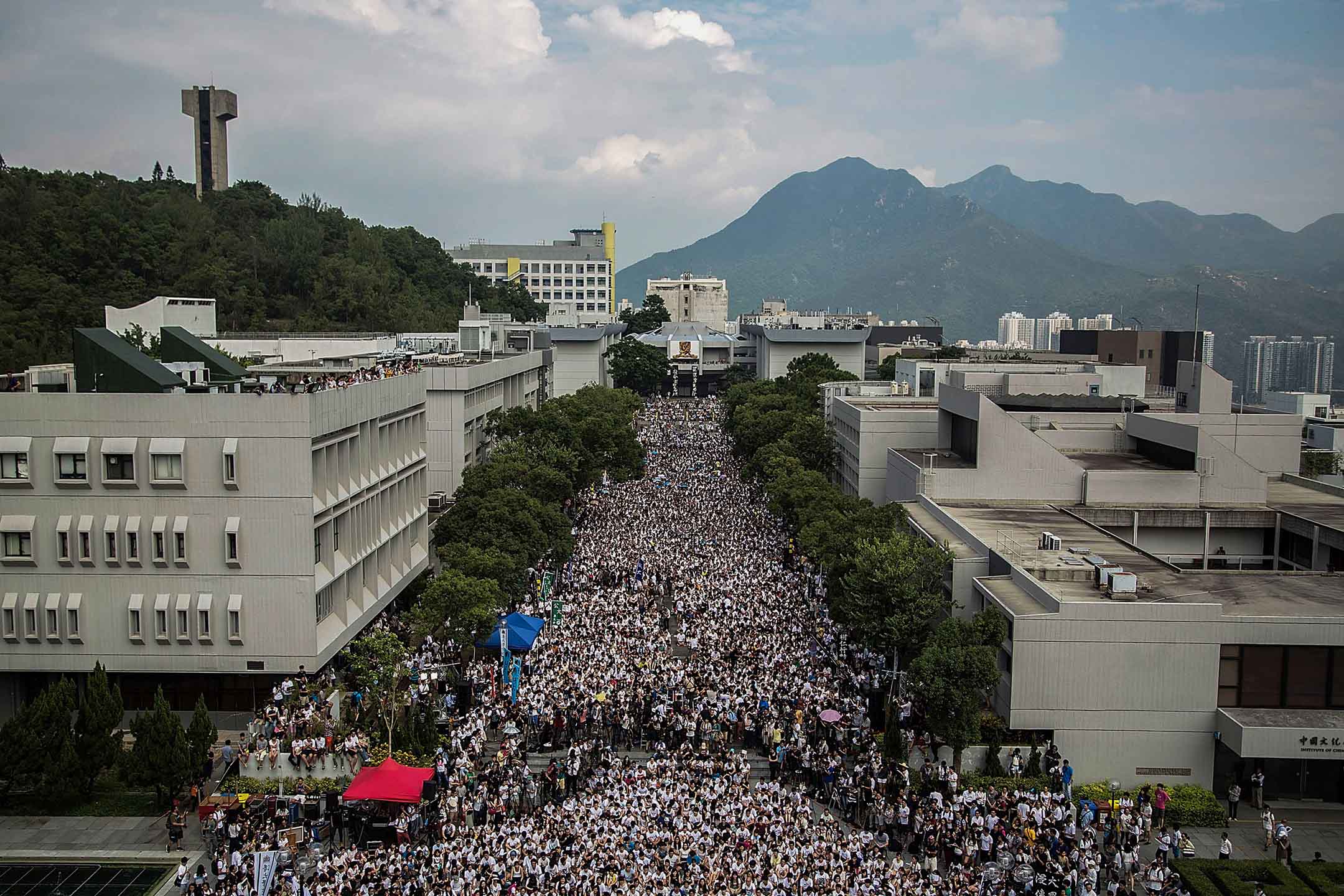 2014年9月22日香港,學生參加香港中文大學舉行的集會。
