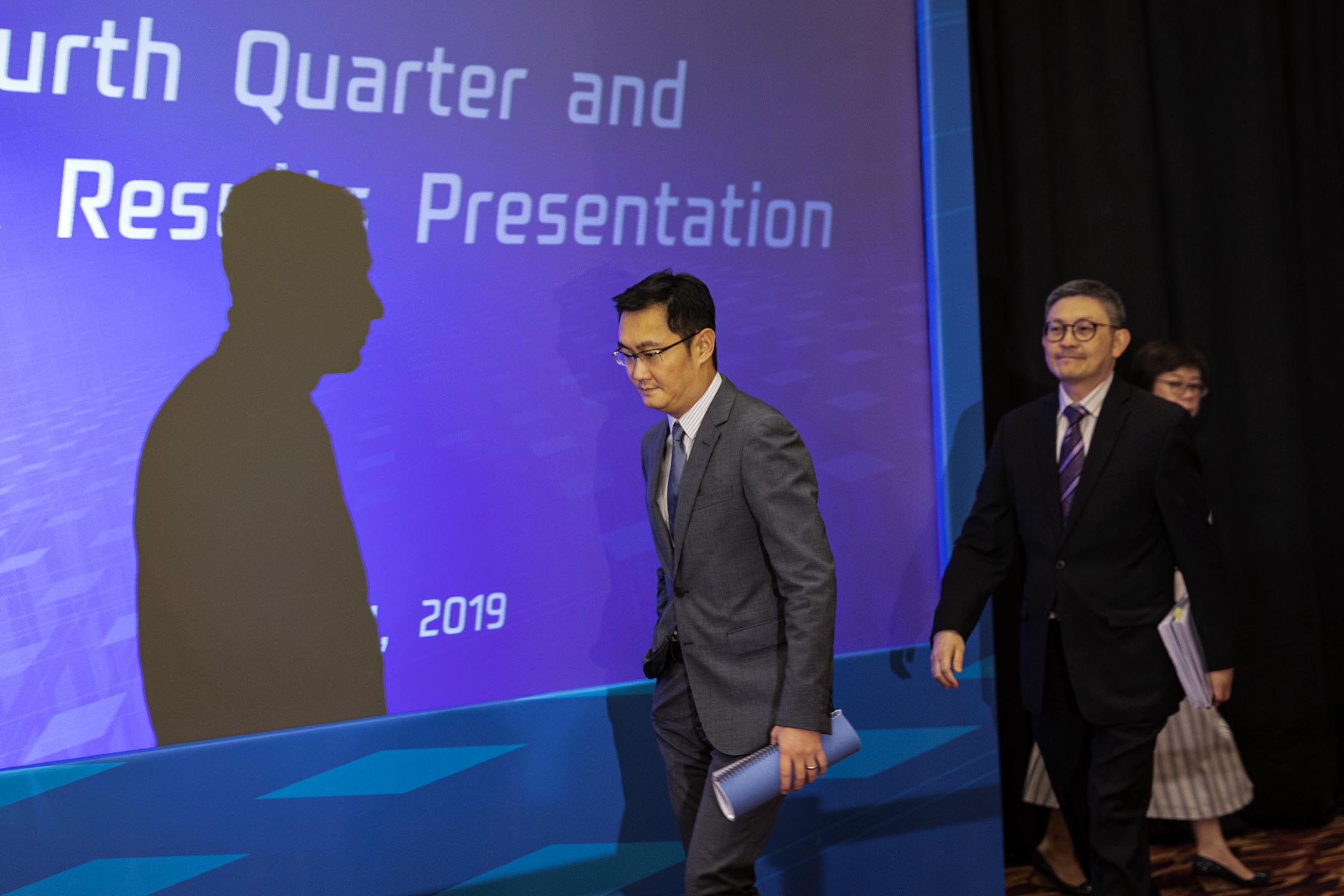 2019年3月21日香港,腾讯控股有限公司董事长兼首席执行官马化腾参与新闻发布会。