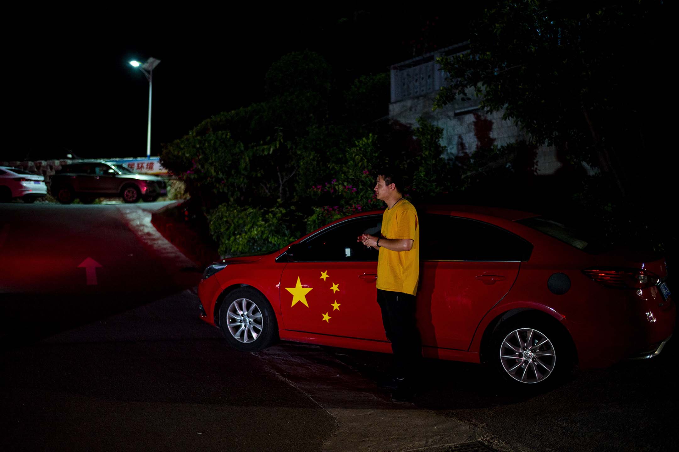 2021年5月19日,中國福建省平潭綜合實驗區,一架車輛的外觀有五星紅旗。