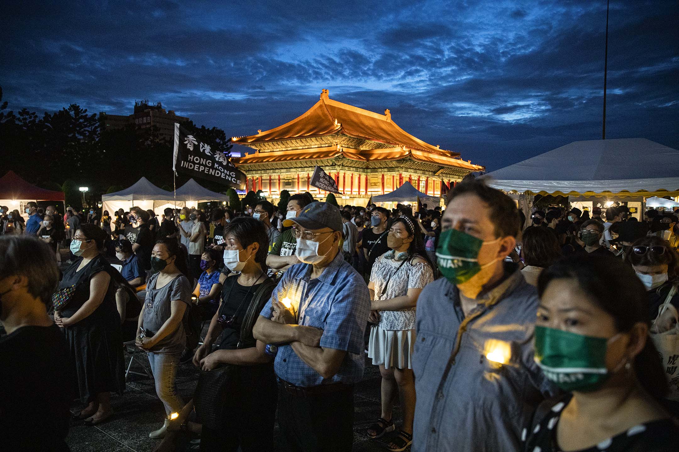 2022年6月4日,台北中正紀念堂,六四三十三週年悼念晚會。攝:陳焯煇/端傳媒