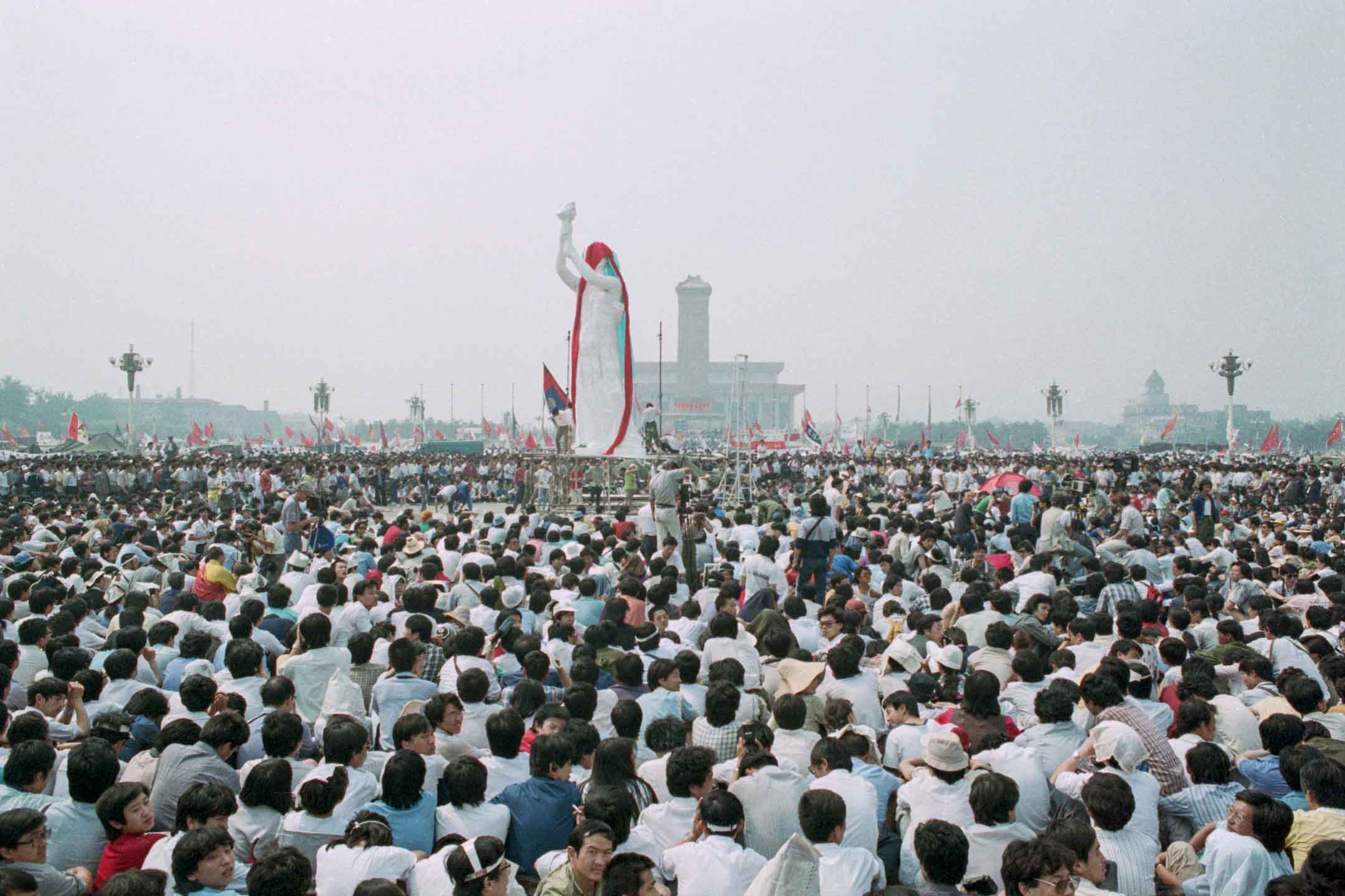 1989年,天安門廣場的示威者。
