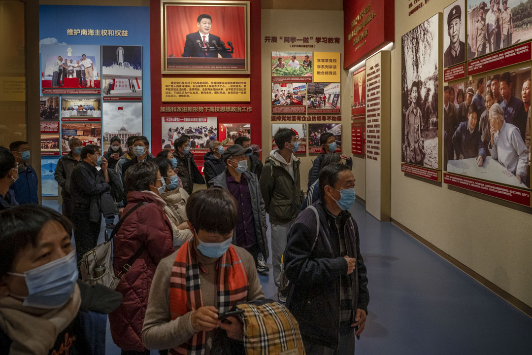 2021年12月16日,北京,中國共產黨歷史展覽館內有關中國國家主席習近平的展覽。
