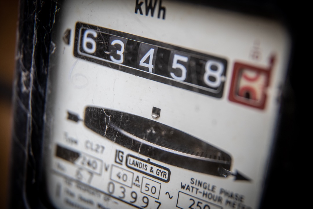 2022年4月3日,英國布里斯托一個家庭的電錶。