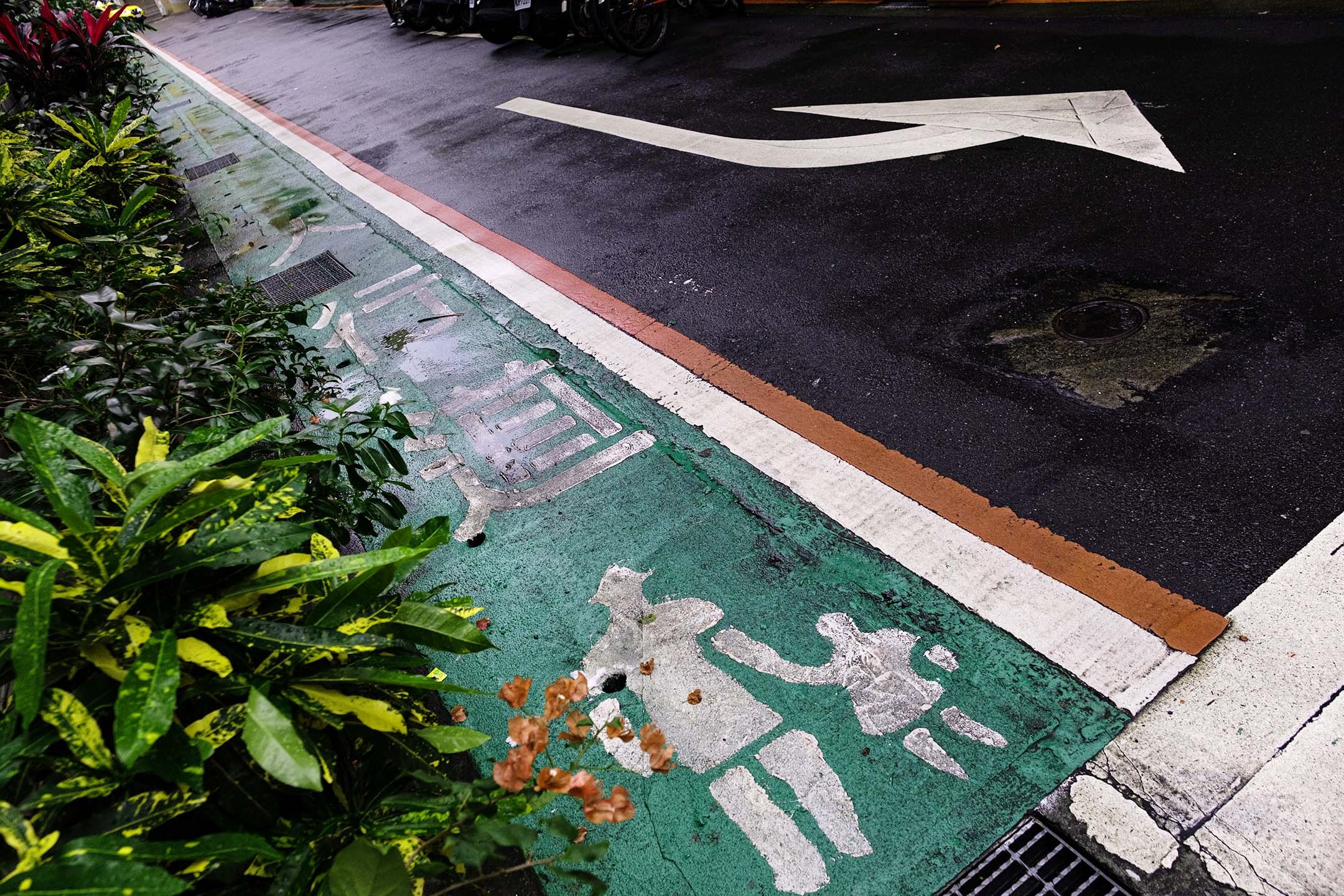台北市內的標線型人行道。