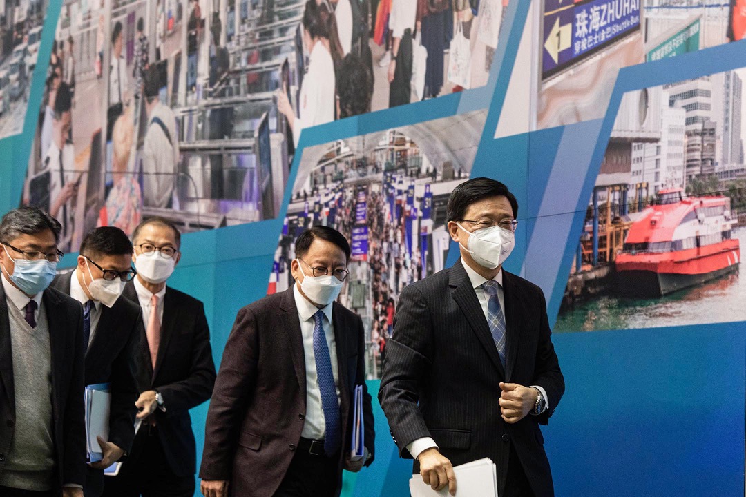 2023年1月5日,香港,行政长官李家超召开记者会交代香港与中国的通关安排。